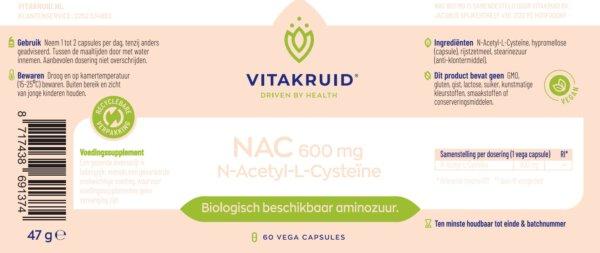 Etiket NAC - N-Acetyl-L-Cysteine - Vitakruid