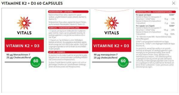 Etiket Vitamine K2 en D3 - Vitals
