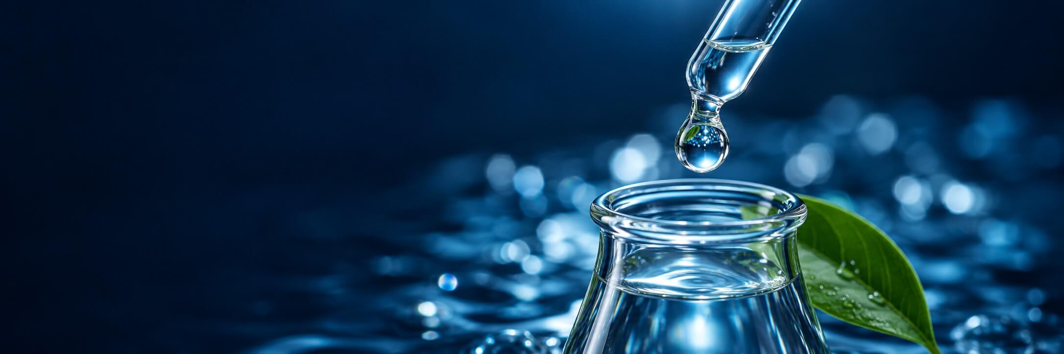 Waterdruppel boven helder glaswerk